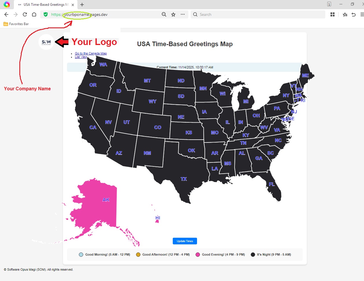 Custom URL and Logo Example